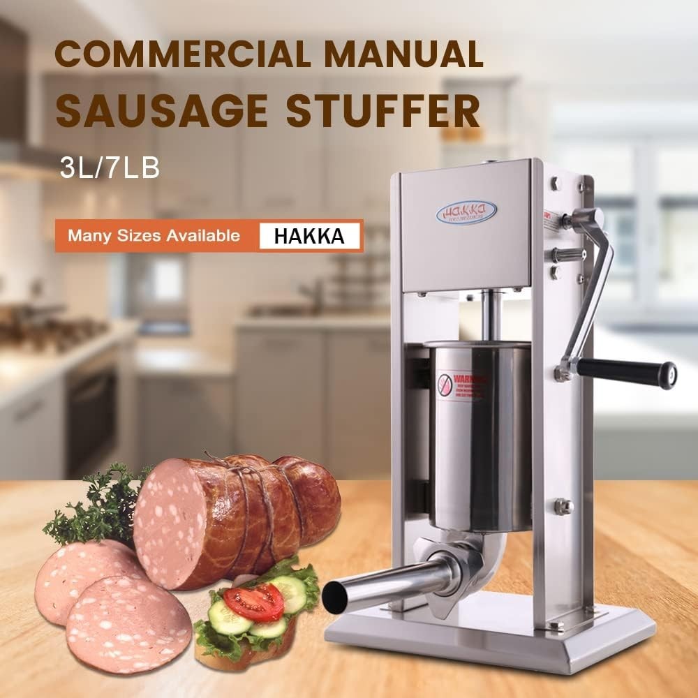 3L Sausage Stuffer Manual Stainless Steel Vertical Maker 4 Nozzles