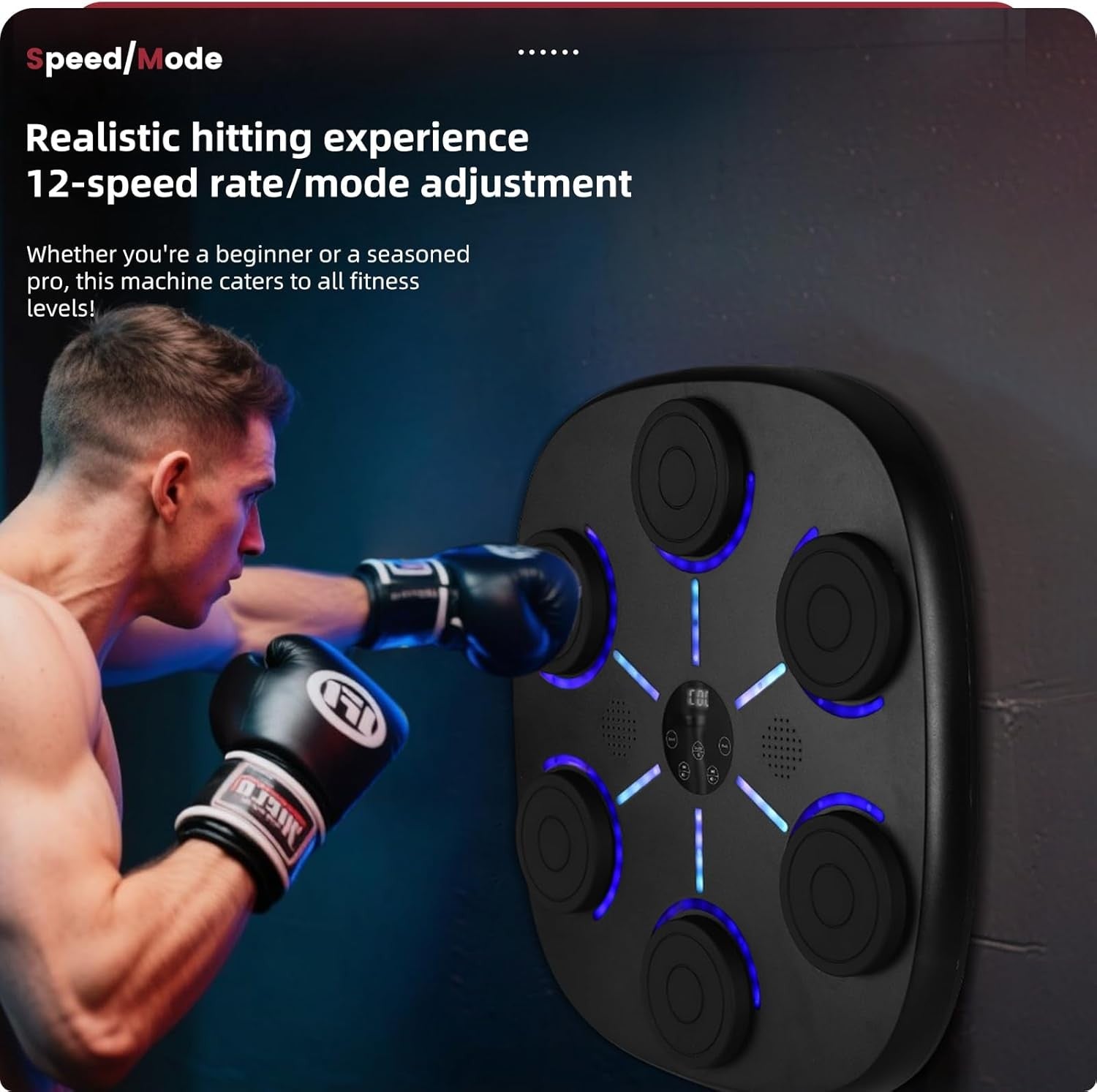 Music Boxing Machine Bluetooth LED Punch Pad Wall Mounted Home Fitness Trainer