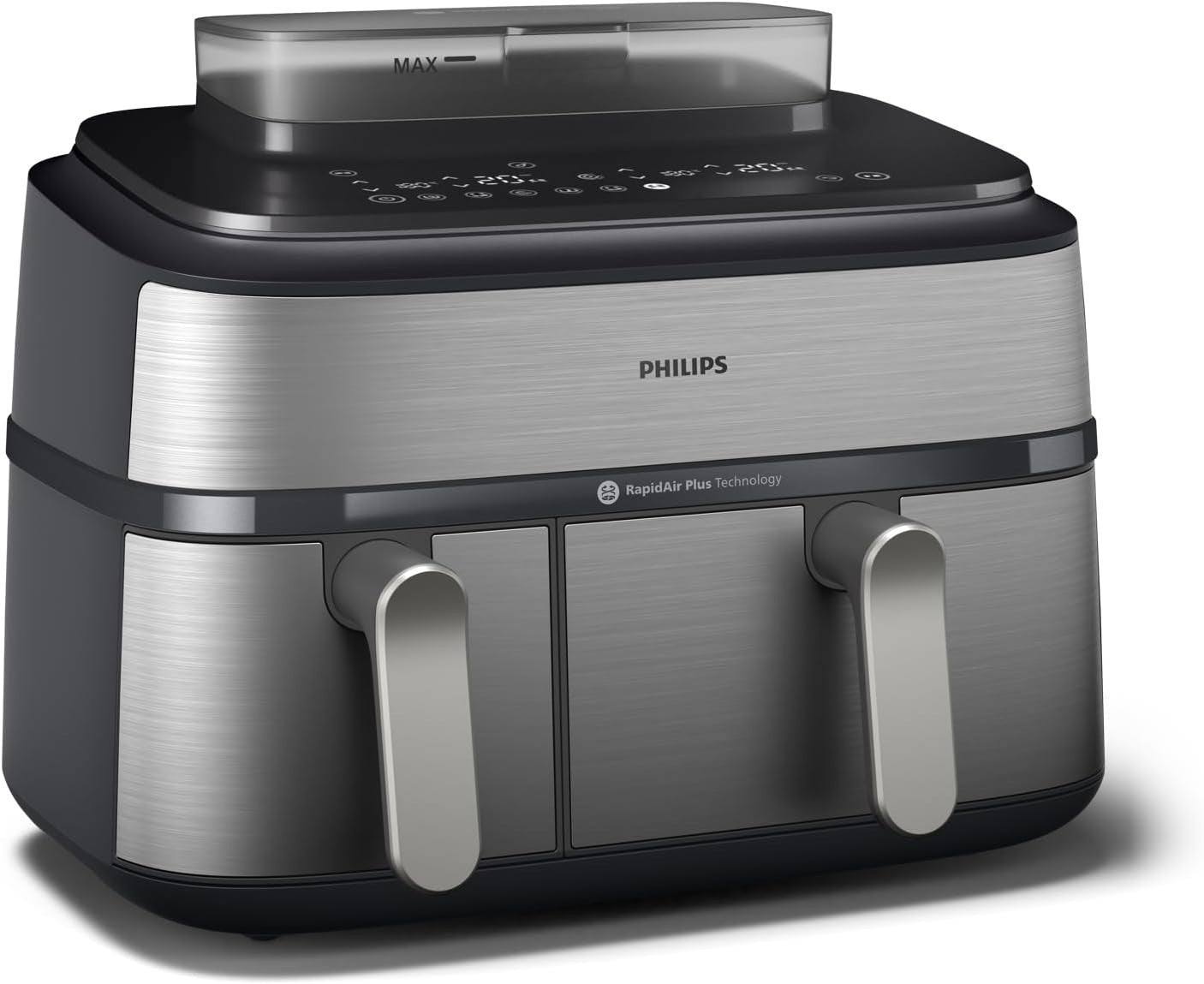 Steam Air Fryer Dual Basket 9L RapidAir Plus 19 Functions Low Fat Silver
