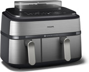 Steam Air Fryer Dual Basket 9L RapidAir Plus 19 Functions Low Fat Silver
