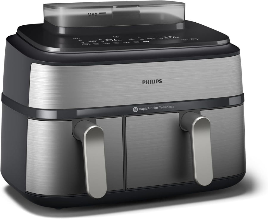 Steam Air Fryer Dual Basket 9L RapidAir Plus 19 Functions Low Fat Silver