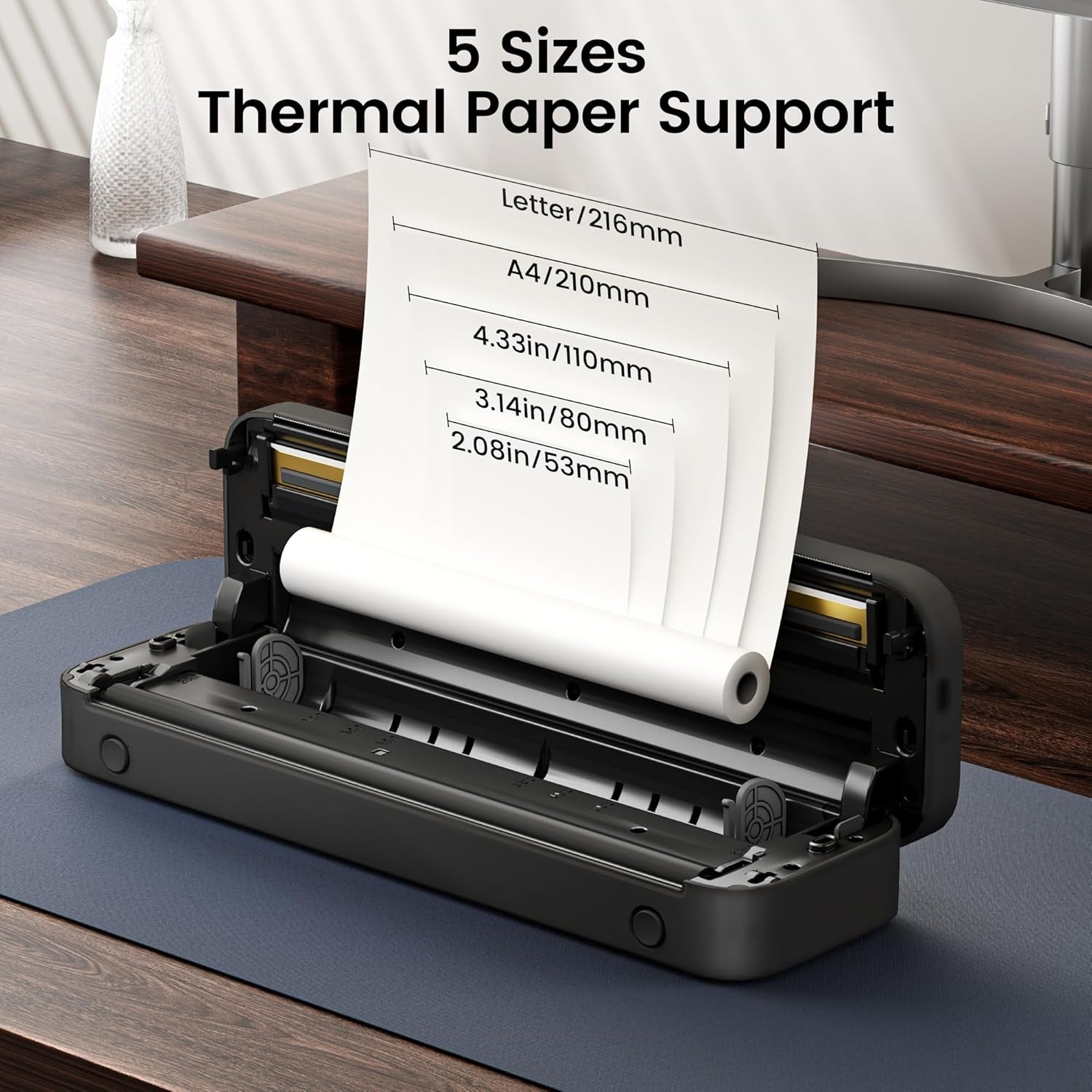 Portable A4 Thermal Printer 300DPI Inkless Bluetooth USB