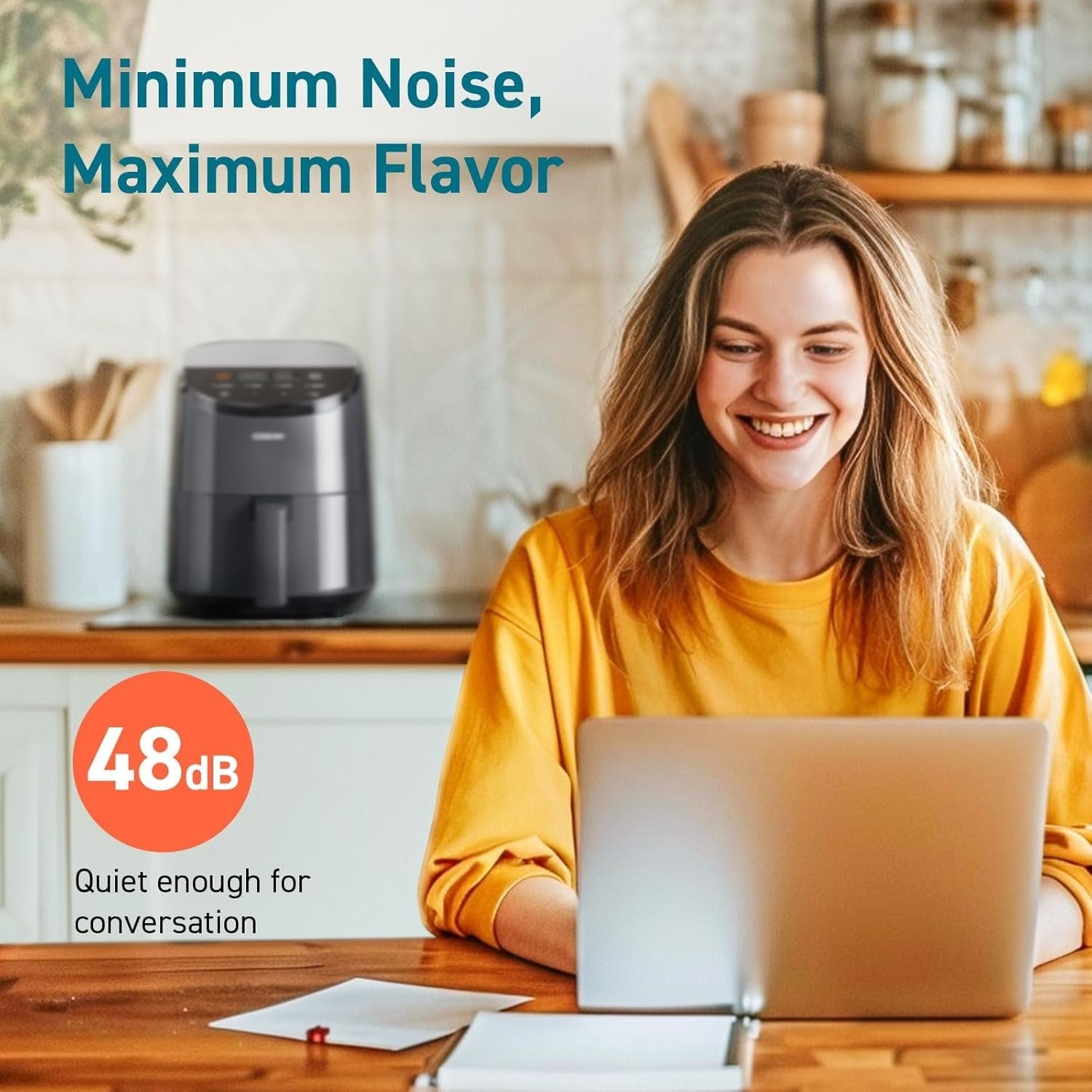 Compact Air Fryer 2L | 53% Faster Healthy Cooking Touch Display Low Noise