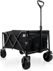 Folding Garden Trolley Cart 100kg Load 135L Capacity w/ Brakes 360° Wheels Black