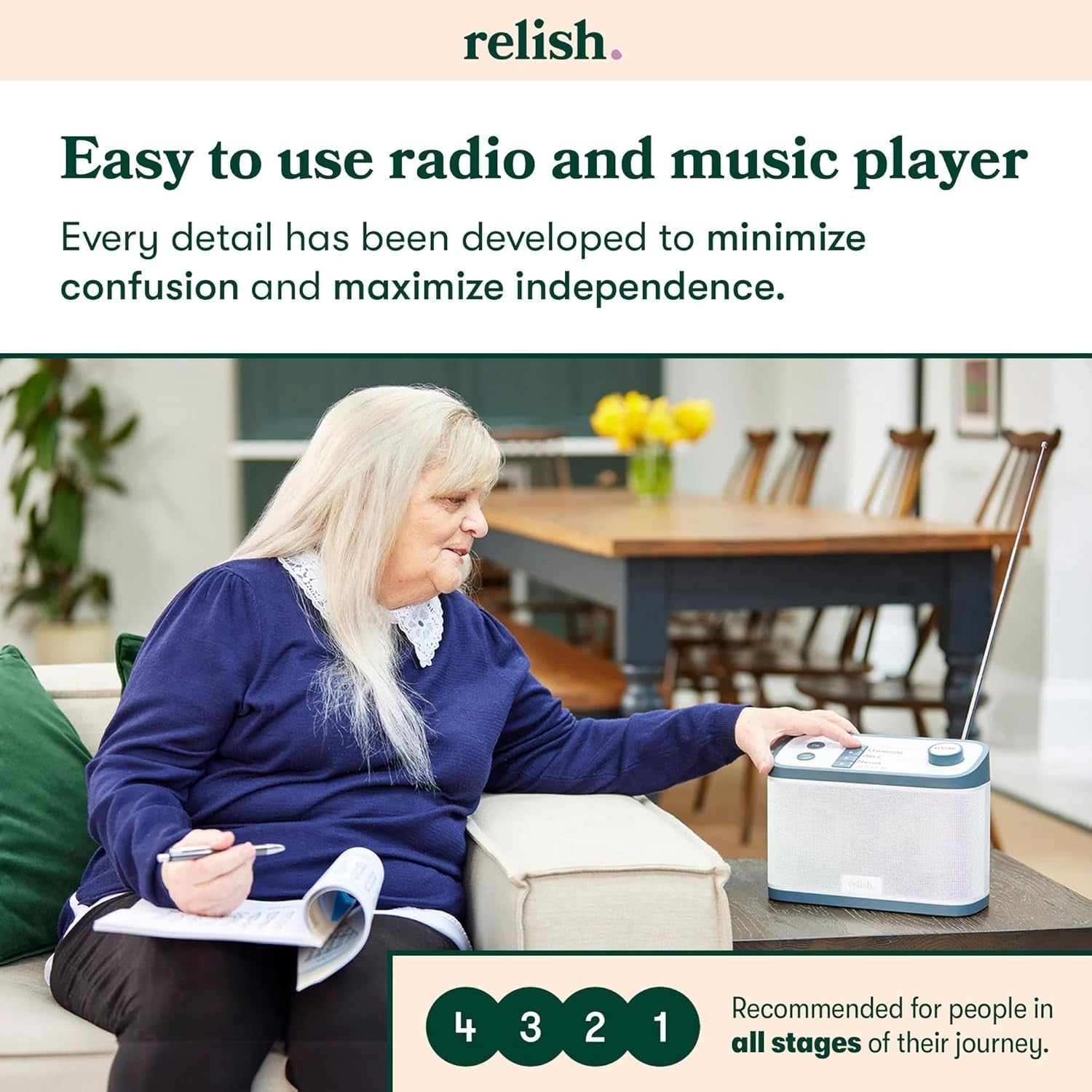 Portable DAB/DAB+/FM Radio MP3 Player Large Buttons Easy Use Seniors