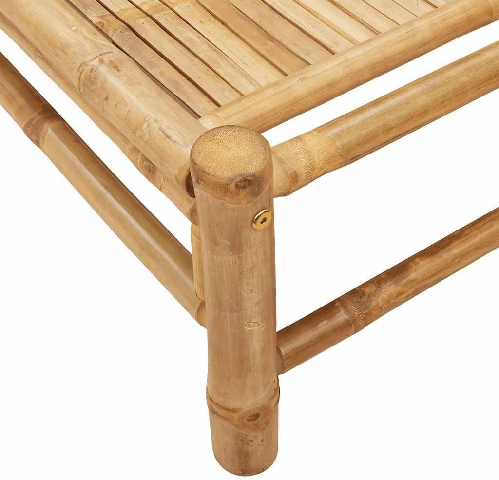Outdoor Bamboo Sun Lounger 3-Position Adjustable Patio Daybed 199x55x30 cm