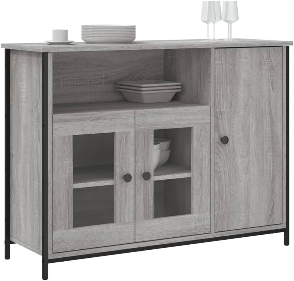Modern Grey Sideboard Cabinet Storage Unit with Doors Shelves 100cm