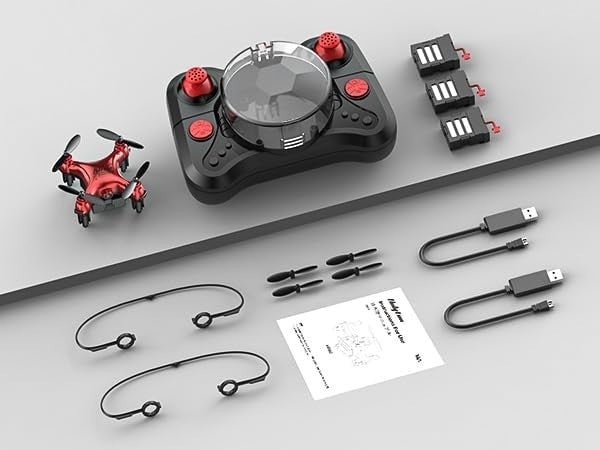 Mini Kids Drone with 3 Batteries, Auto Hover, 3D Flip & Headless Mode – Red