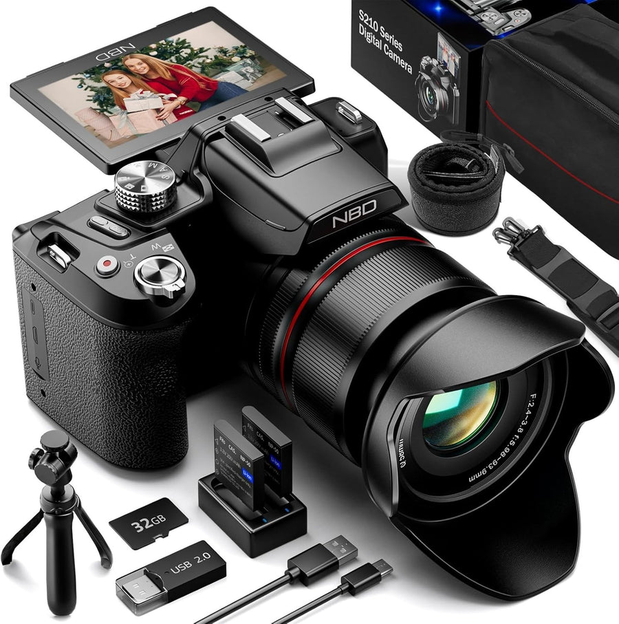 8K 64MP Digital Camera WiFi Flip Screen 16X Zoom w 64GB Card