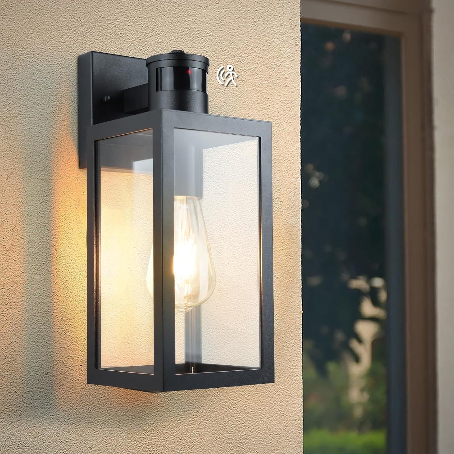 Outdoor Motion Sensor Wall Light Black | Dusk to Dawn Energy Saving