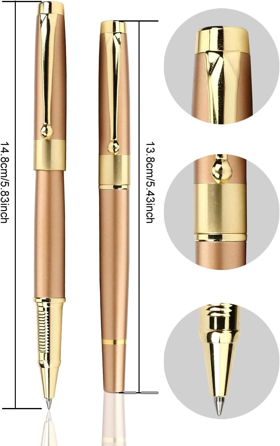 Luxury Rose Gold Ballpoint Pen Medium Point Smooth Writing Black Ink