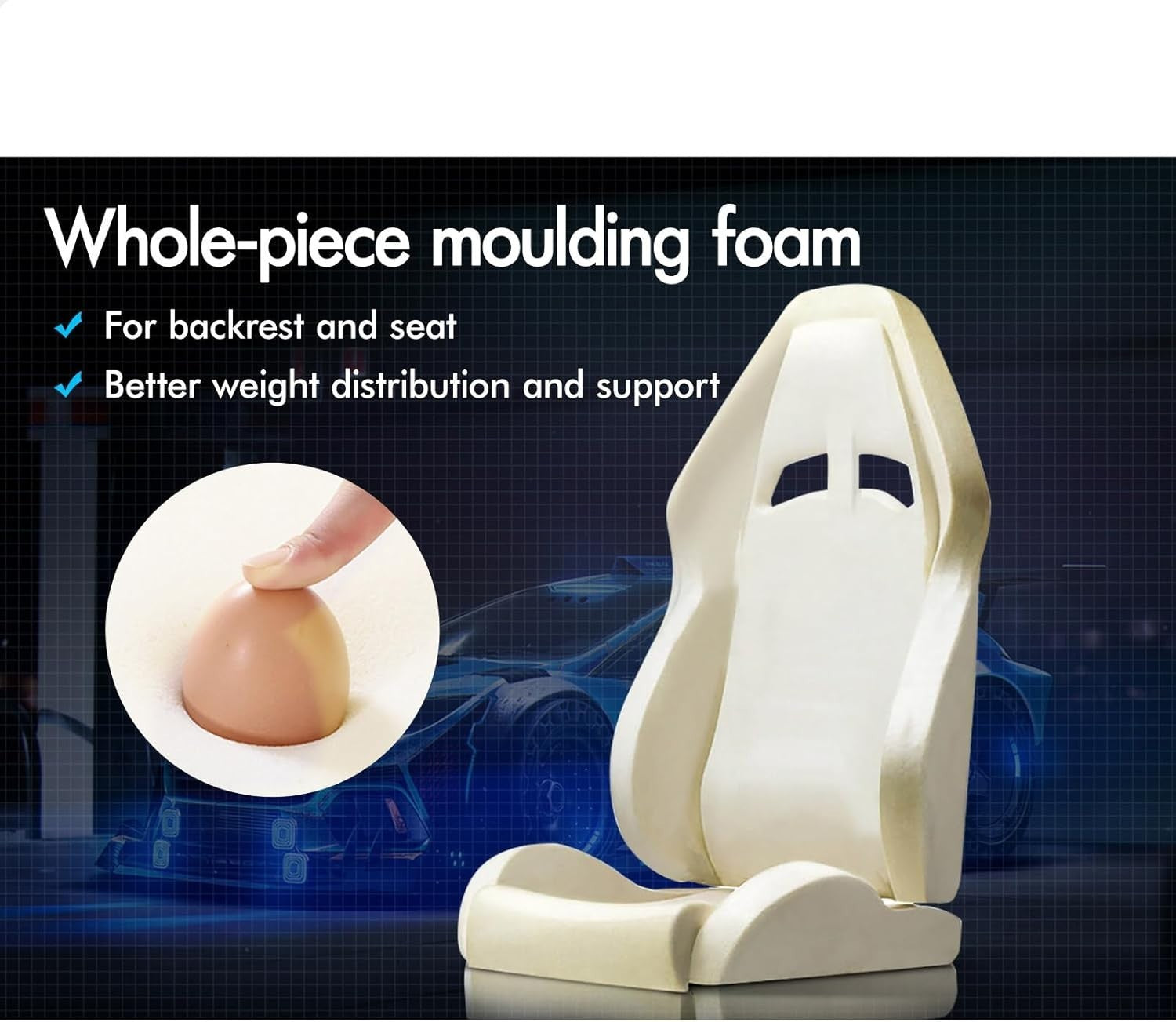 Gaming Chair RGB LED Light 8-Point Massage Recliner PC Office Desk Swivel White