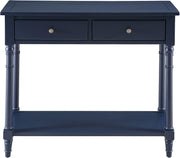 Blue Console Table with 2 Drawers & Shelf, 90x76.5cm, Sturdy Wood