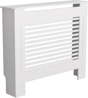Tall Radiator Cover White MDF Cabinet | Horizontal Slats Modern Shelf 100cm