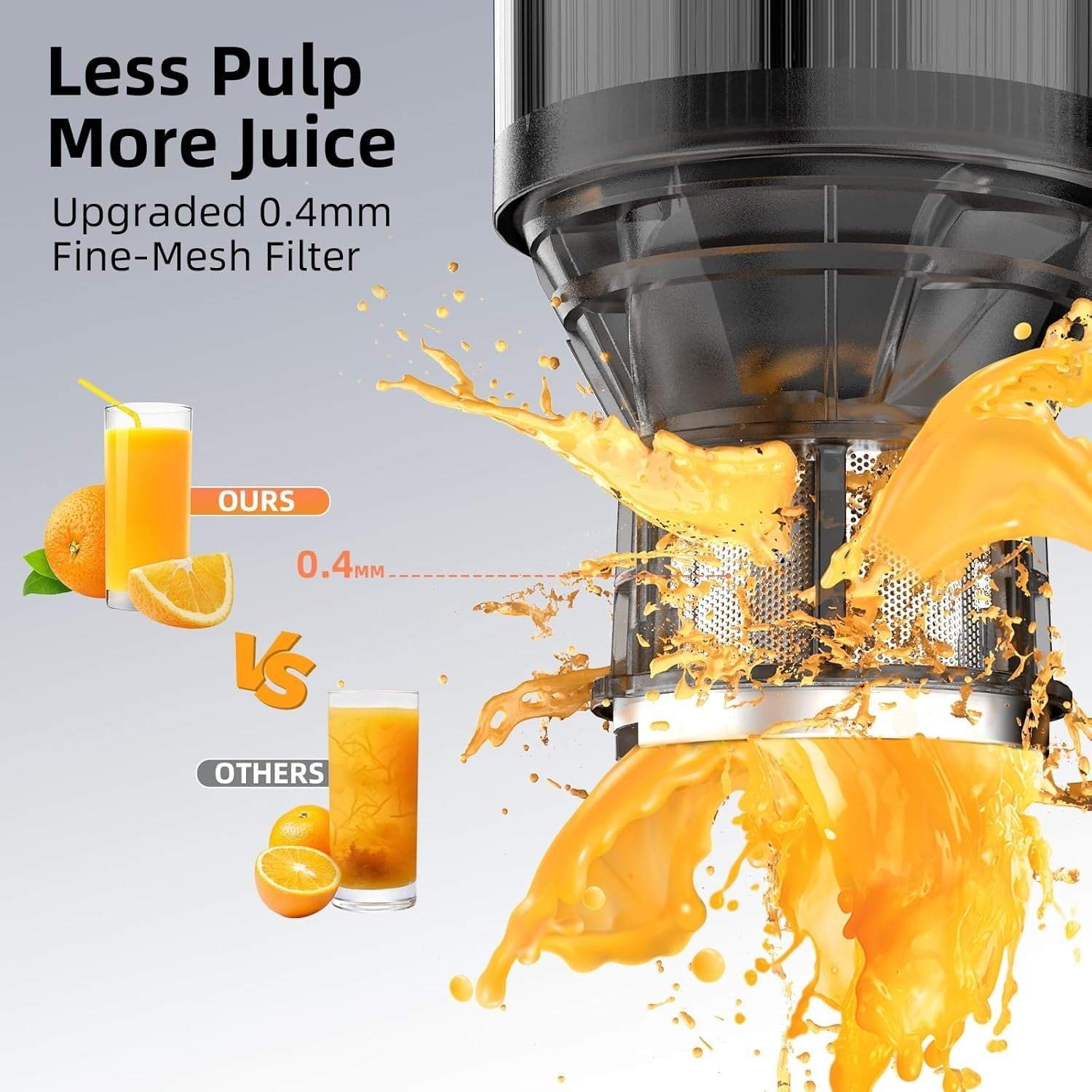 Cold Press Juicer 135mm Large Feed Chute Whole Fruit 300W High Yield
