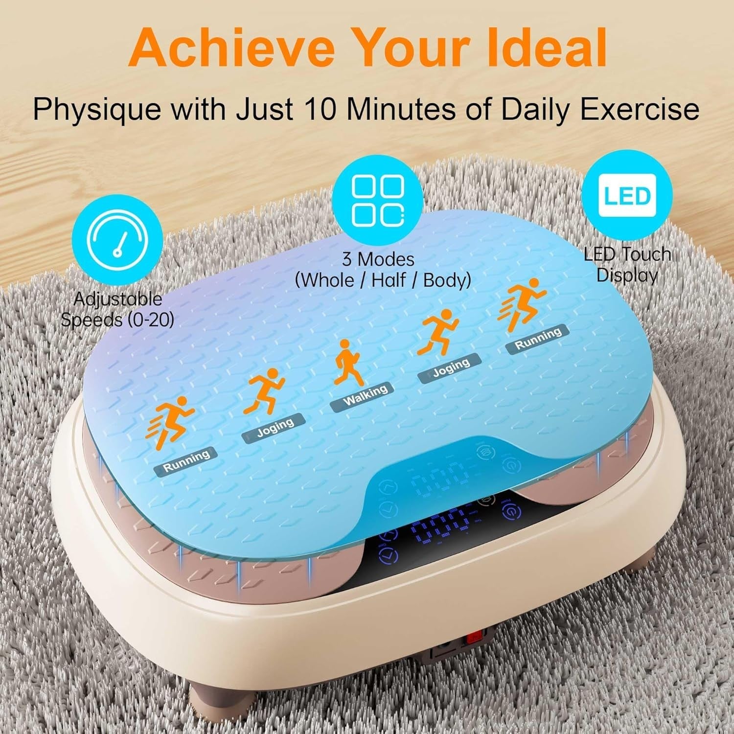 Vibration Plate Exercise Machine 3 Modes 20 Speeds Remote 330lb