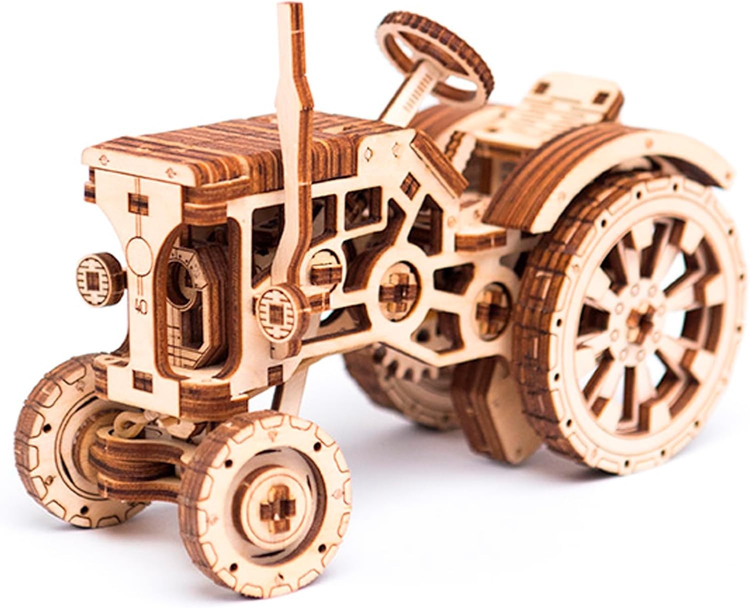 3D Wooden Mechanical Tractor Puzzle Model Kit – DIY Brain Teaser Gift