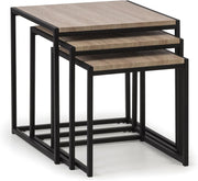 Space-Saving Nesting Side Tables Set of 3 Black & Oak Compact End Table Home