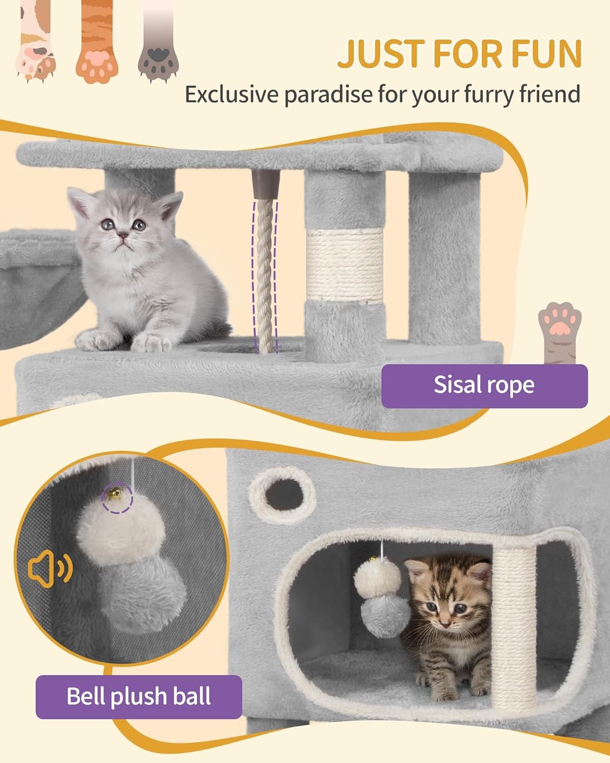 Cat Tree 159cm Tall Tower With Condo Scratching Posts Platforms Caves & Basket