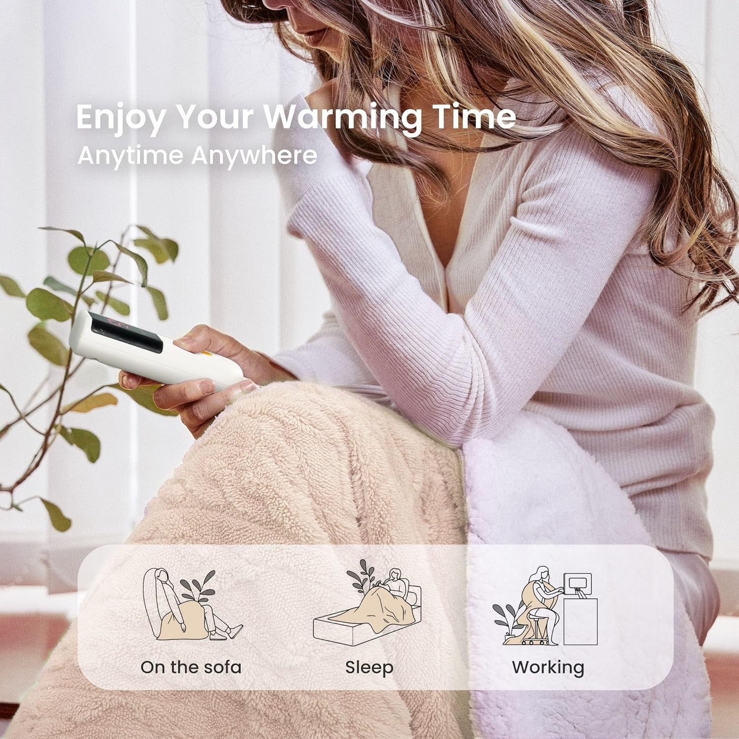 Electric Heated Throw Blanket Soft Large 9 Heat Levels Timer Washable 130x160cm