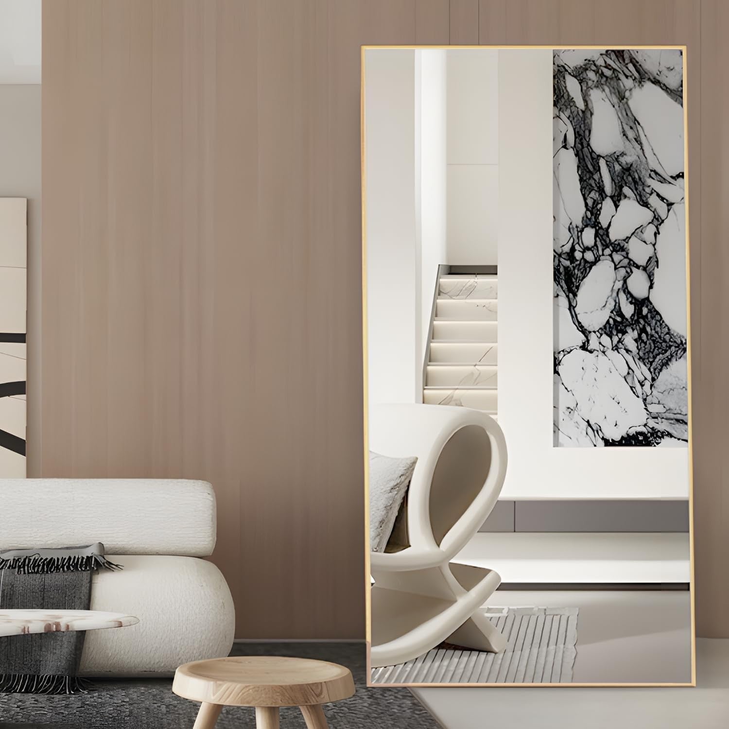 Full Length Floor Mirror 180x80cm Gold Frame, Lean or Hang, Crystal Clear