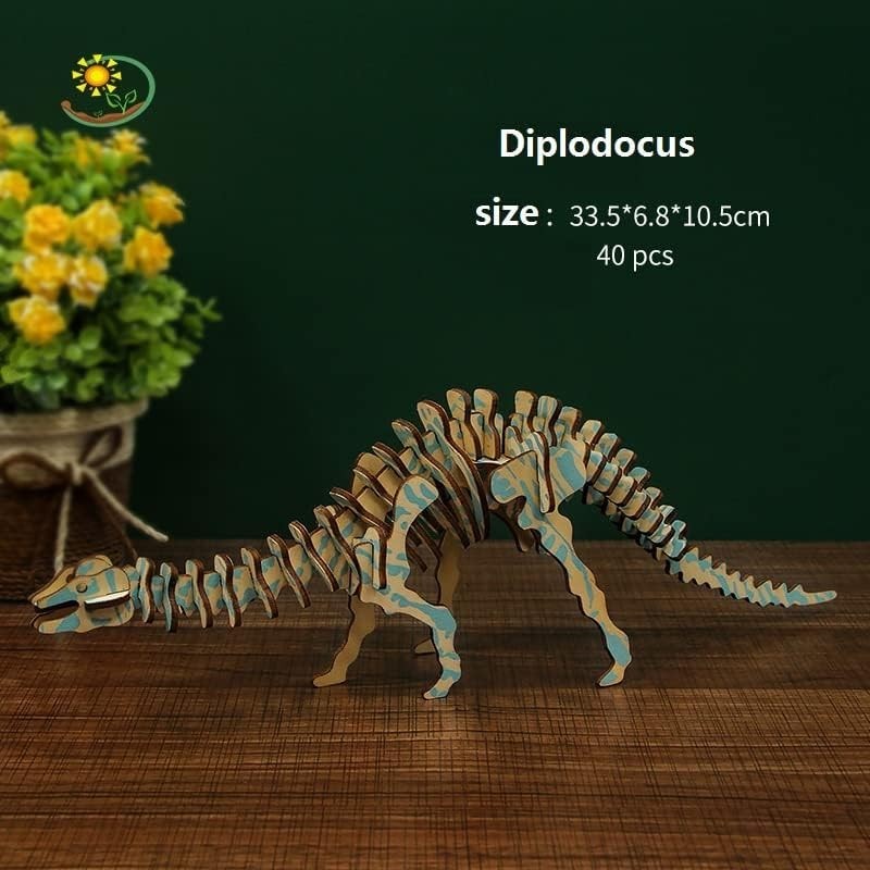 3D Dinosaur Wooden Puzzle Kit – Educational, DIY Craft, Fun Kids Toy