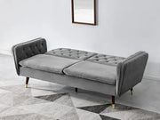 3 Seater Velvet Sofa Bed Grey Click Clack Recliner Guest Bed Couch