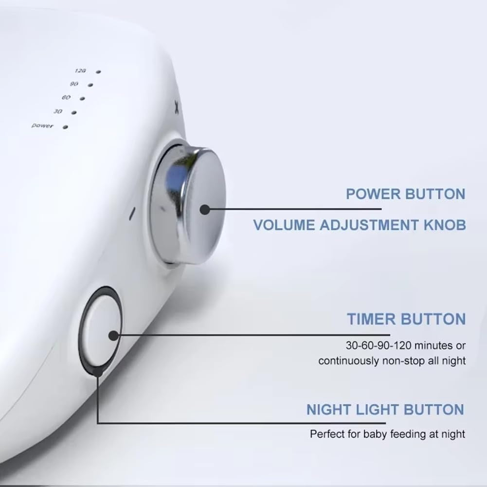 Sleep Sound Machine with 10 Nature Sounds & Night Light, White, Timer