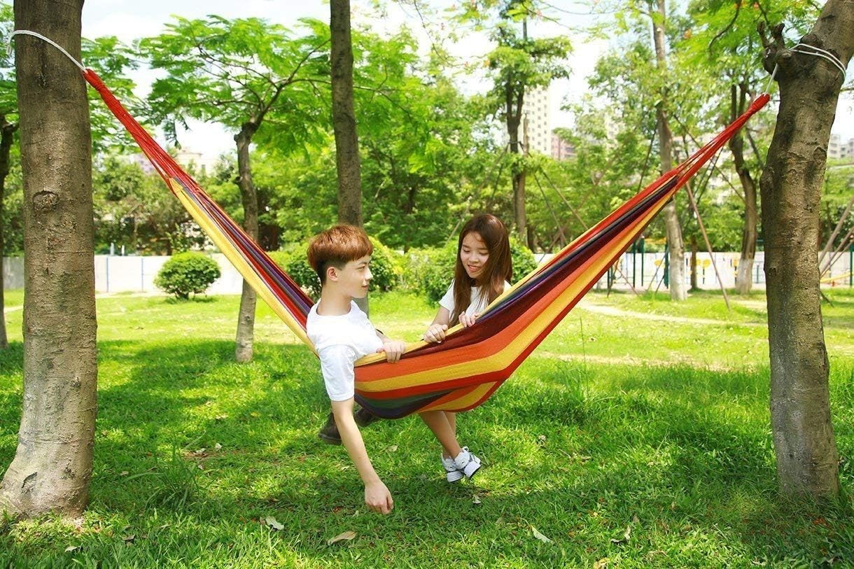 Outdoor Cotton Hammock Double 2-Person | 450lbs Capacity | Travel & Camping