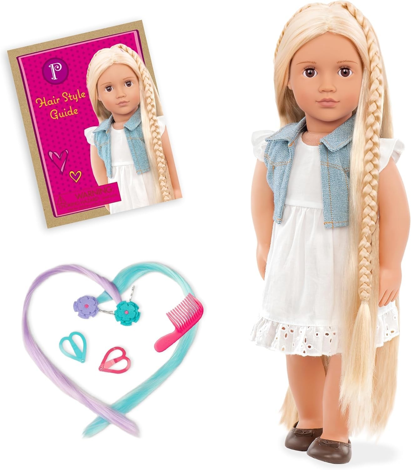 18in Hair Play Doll Blonde Long Hair Styling Accessories Gift for Kids