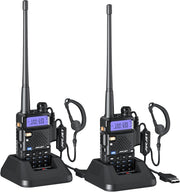 Dual Band Walkie Talkies 2 Pack 5W Long Range 128 Channel VOX USB