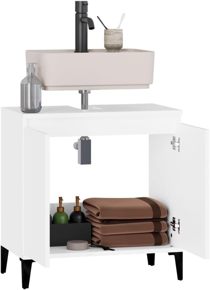 White Bathroom Sink Cabinet | Compact Under Sink Storage 58x33x60cm
