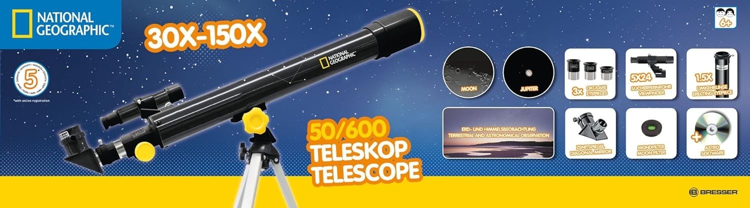 Beginner Refractor Telescope 50mm 150X Astronomy Kit AZ Mount Tripod