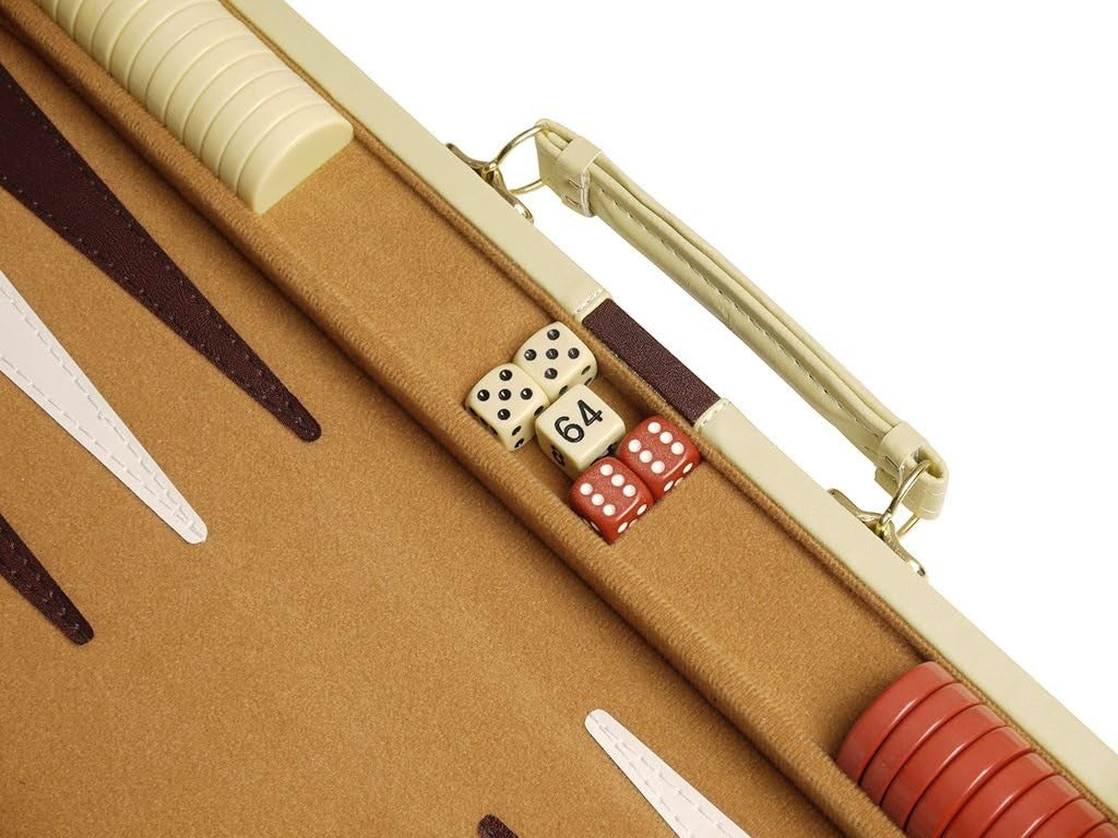 Deluxe Backgammon Set 15x10 Leatherette Folding Board Luxury Strategy Game
