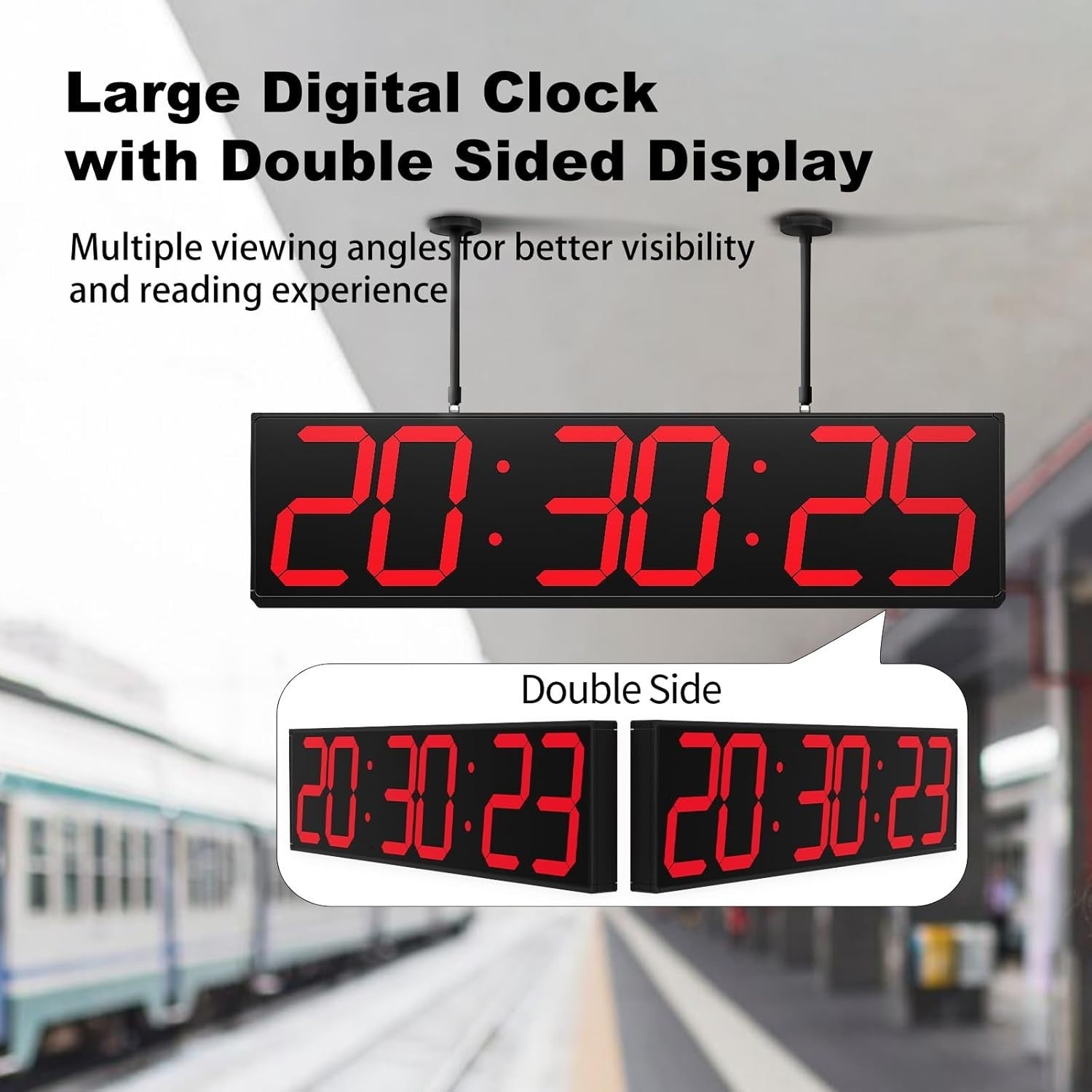 Large LED Wall Clock Double Sided Digital Timer Temp Date Display 28"