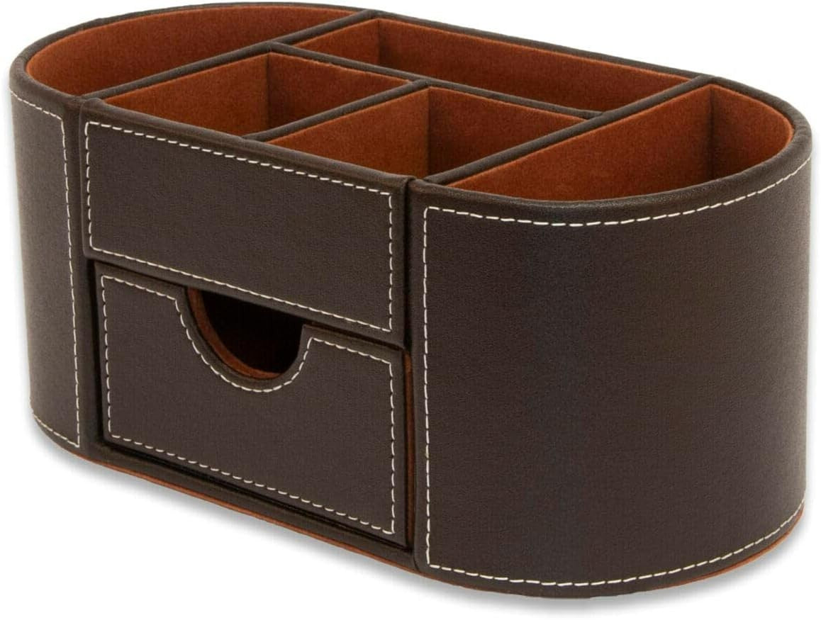 Faux Leather Desk Organiser 6 Compartments Drawer Office Tidy 3-Pack