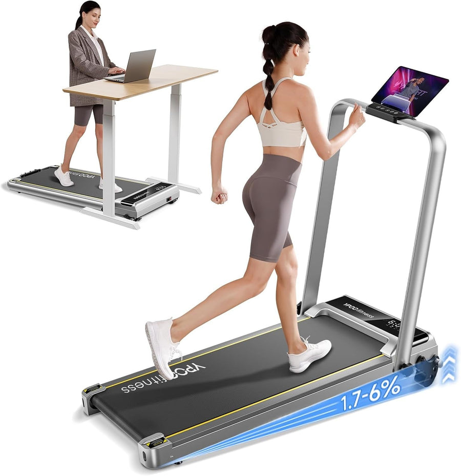 3-in-1 Under Desk Treadmill with Incline | Foldable, Quiet, Home/Office Use