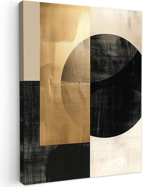 Abstract Canvas Wall Art 30x40cm Gold Black Modern Framed Print