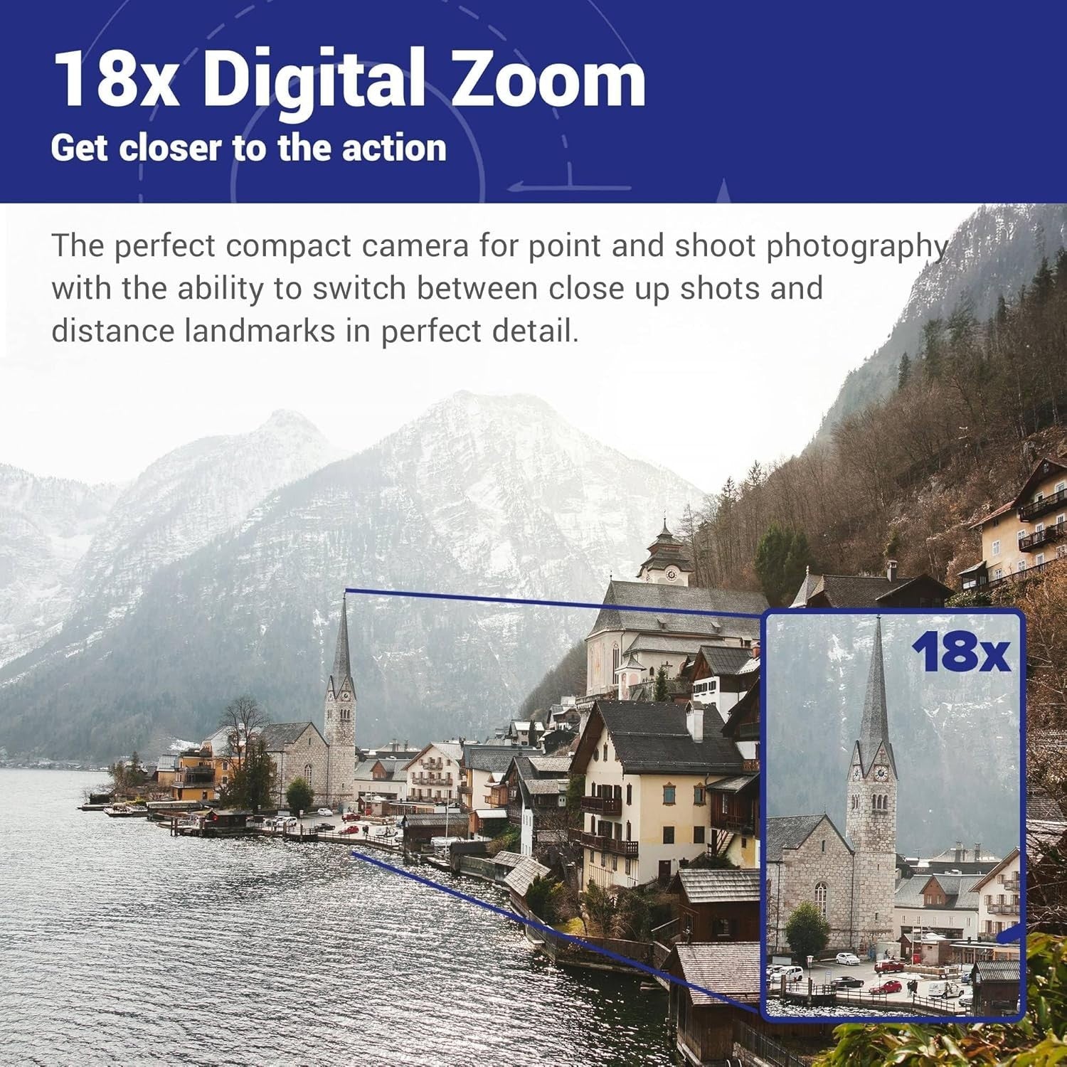 13MP Digital Camera 18X Zoom Full HD Wide Angle Selfie Kit Black