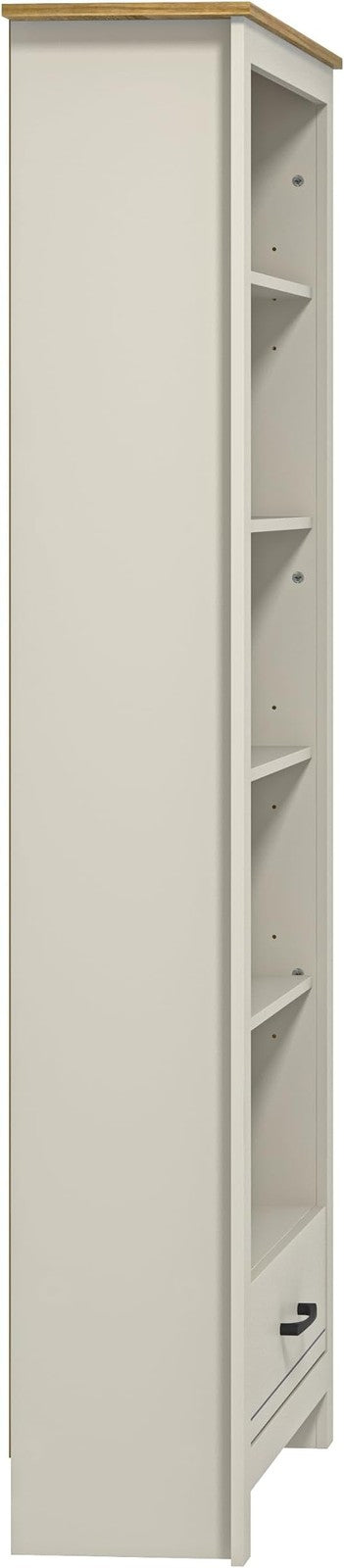 5-Tier Tall Bookcase with Drawer Light Grey Wooden Storage Shelf Unit