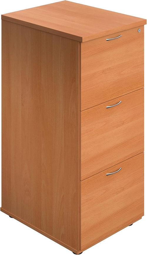 Beech Filing Cabinet 3 Drawer Lockable 105cm Heavy Duty Office