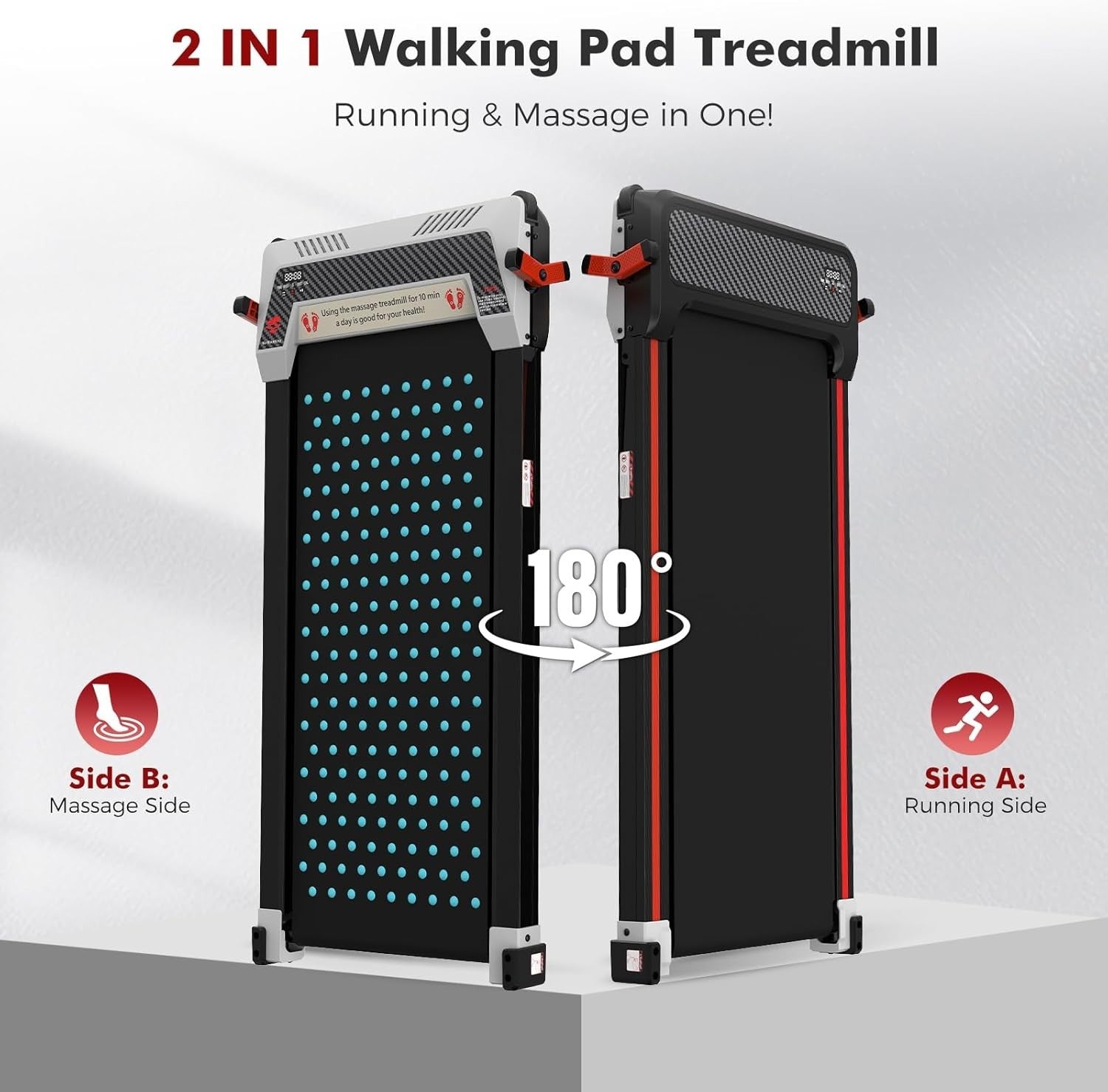 Under Desk Treadmill with Foot Massager 6% Incline LED Display Home/OfficeUnder