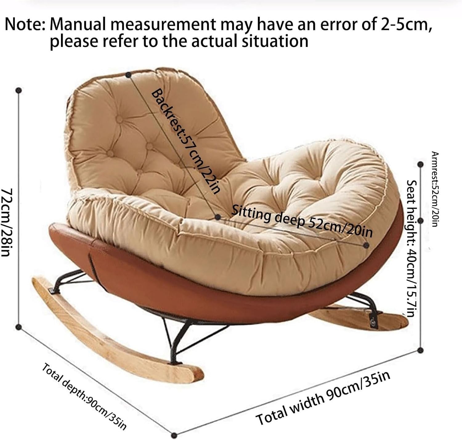 Comfy Velvet Rocking Chair, High Back Lounge Seat for Living Room
