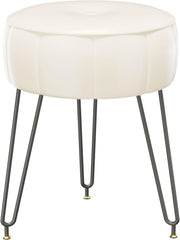 White Faux Leather Pumpkin Vanity Stool Round Modern Footrest Seat