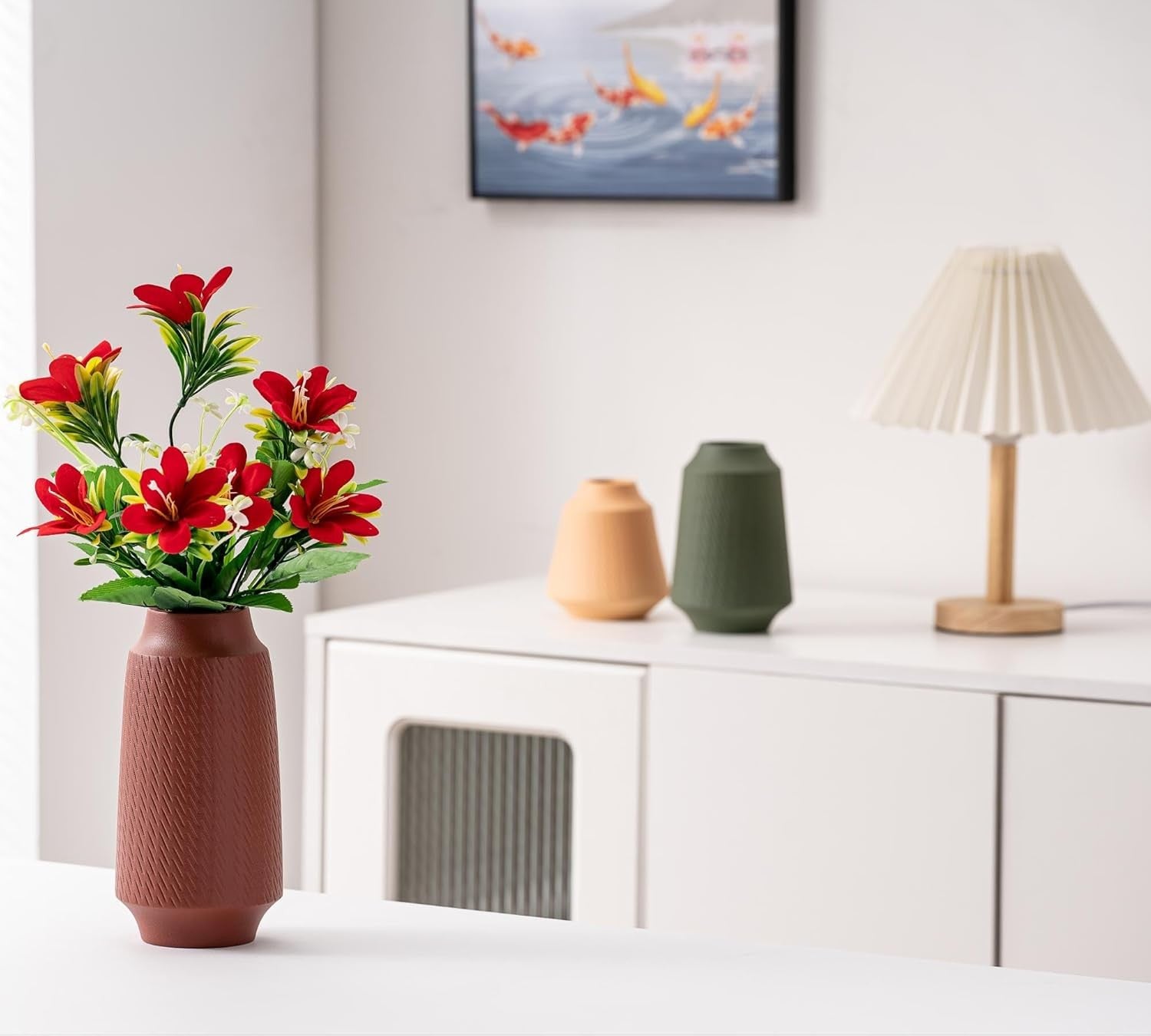 Ceramic Vase Set of 3 Modern Colourful Flower Vases Home Decor