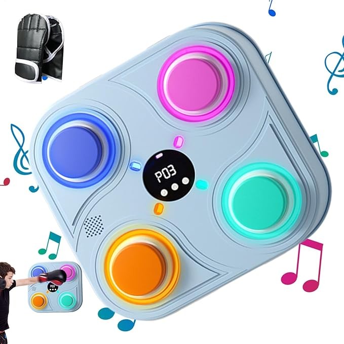 Music Boxing Machine Wall Mount LED Punch Pad Bluetooth Training Gloves