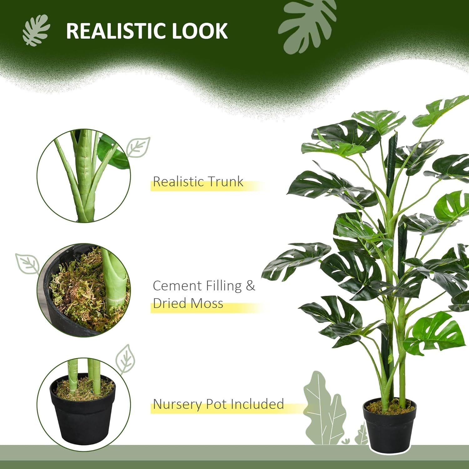 Set of 2 Artificial Monstera Trees 100cm Faux Potted Tropical Home Garden Decor