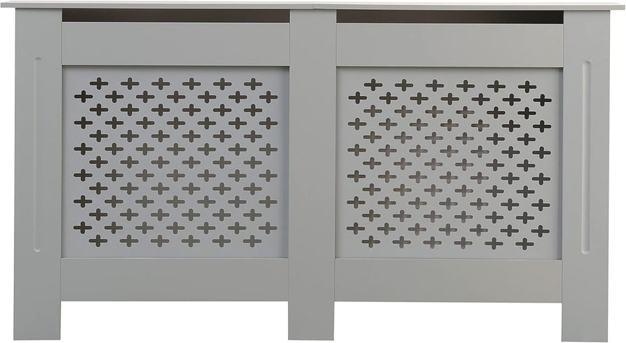 Large Grey Radiator Cover MDF Wood Decorative Cabinet 152x82x19cm Satin Finish