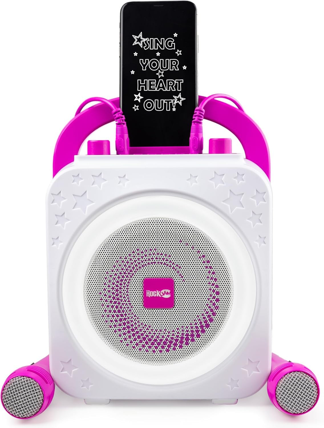 Bluetooth Karaoke Machine 10W with 2 Mics Ring Light Party Speaker