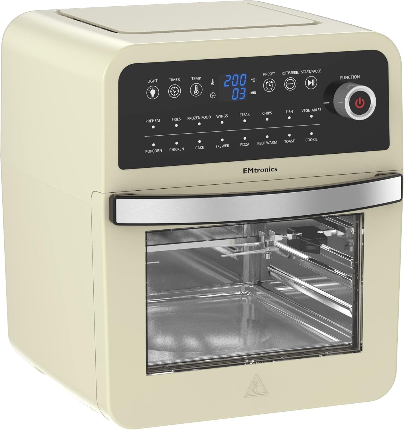 Cream 12L Air Fryer Oven + 6.3L Grill Set Temp Probe 60min Low Oil